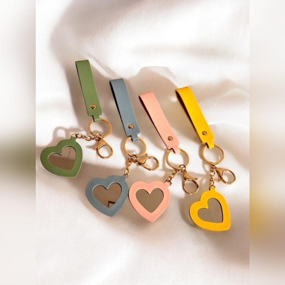Pink Heart Mirror Keychain Bag Charm | NWOT